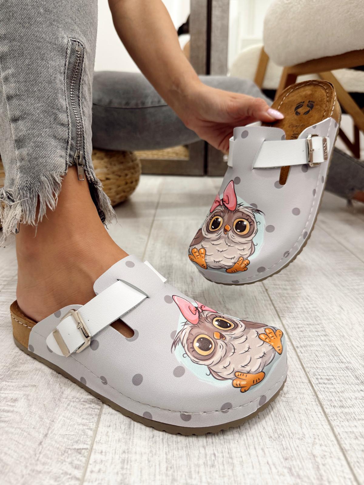 Kožne klompe F652 - LENA Comfort - SOVA - SIVA