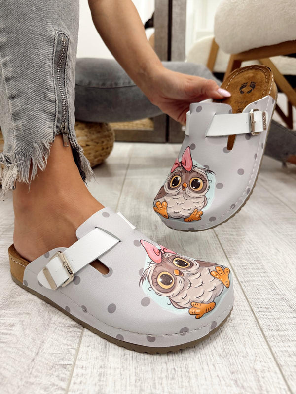 Kožne klompe F652 - LENA Comfort - SOVA - SIVA
