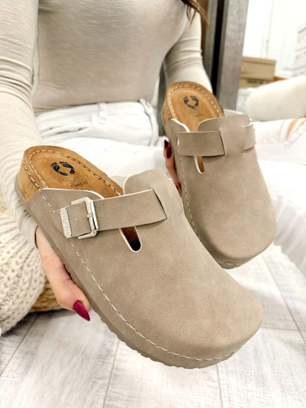 Kožne ženske klompe F819 - LENA Comfort - BEŽ