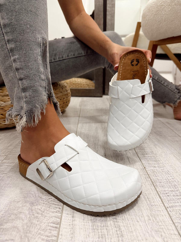 Kožne klompe F651 - LENA Comfort - BELA