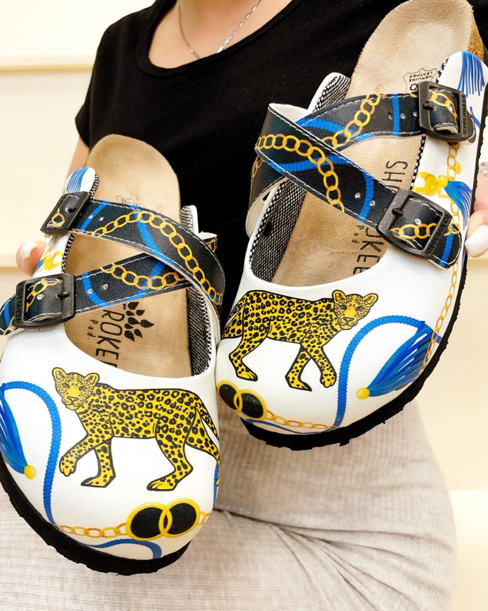 Ženske klompe sa dezenima B970 - LEOPARD - BELA